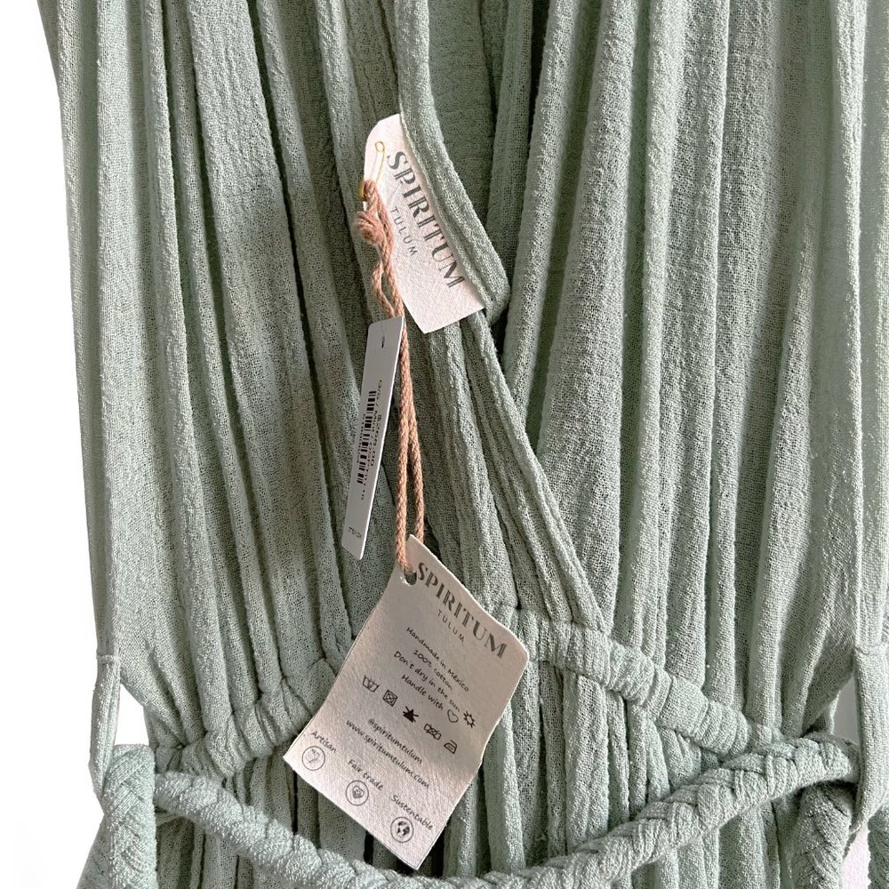 Spiritum Tulum sustainable mint green Izamal bohemian beach coverup dress - Picture 4 of 6